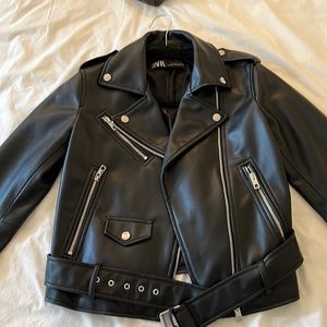 Black Zara faux leather jacket